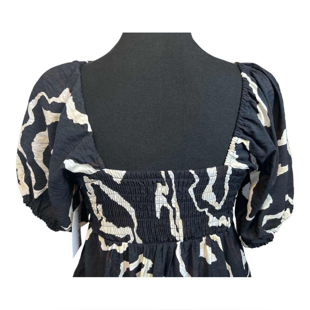 Nine West Women's Babydoll Black and White Short Balloon Sleeves Top, Size XS - Picture 6 of 11